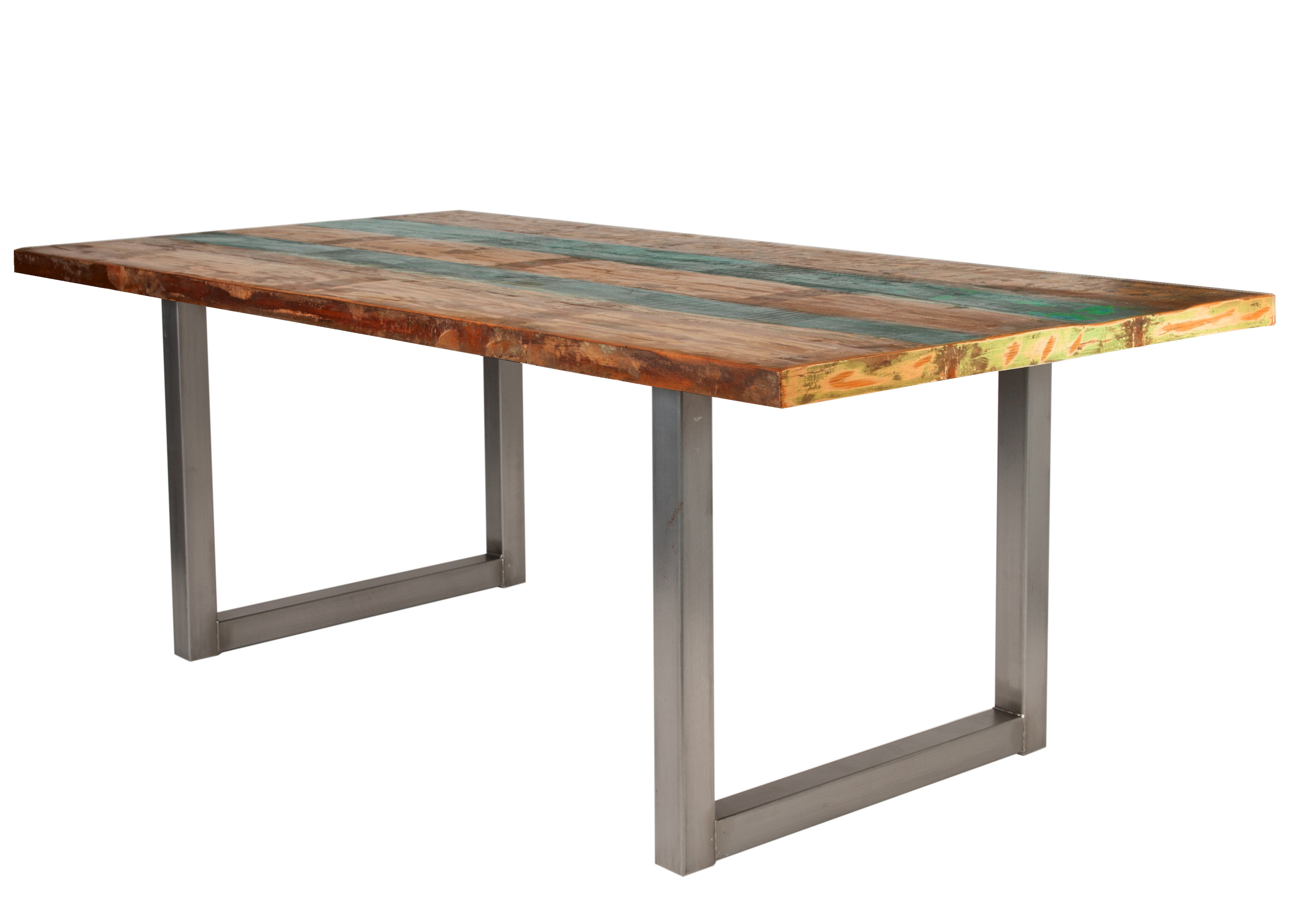SIT Möbel TABLES & CO Tisch 160x85 cm, buntes Altholz mit silbernem Kufengestell