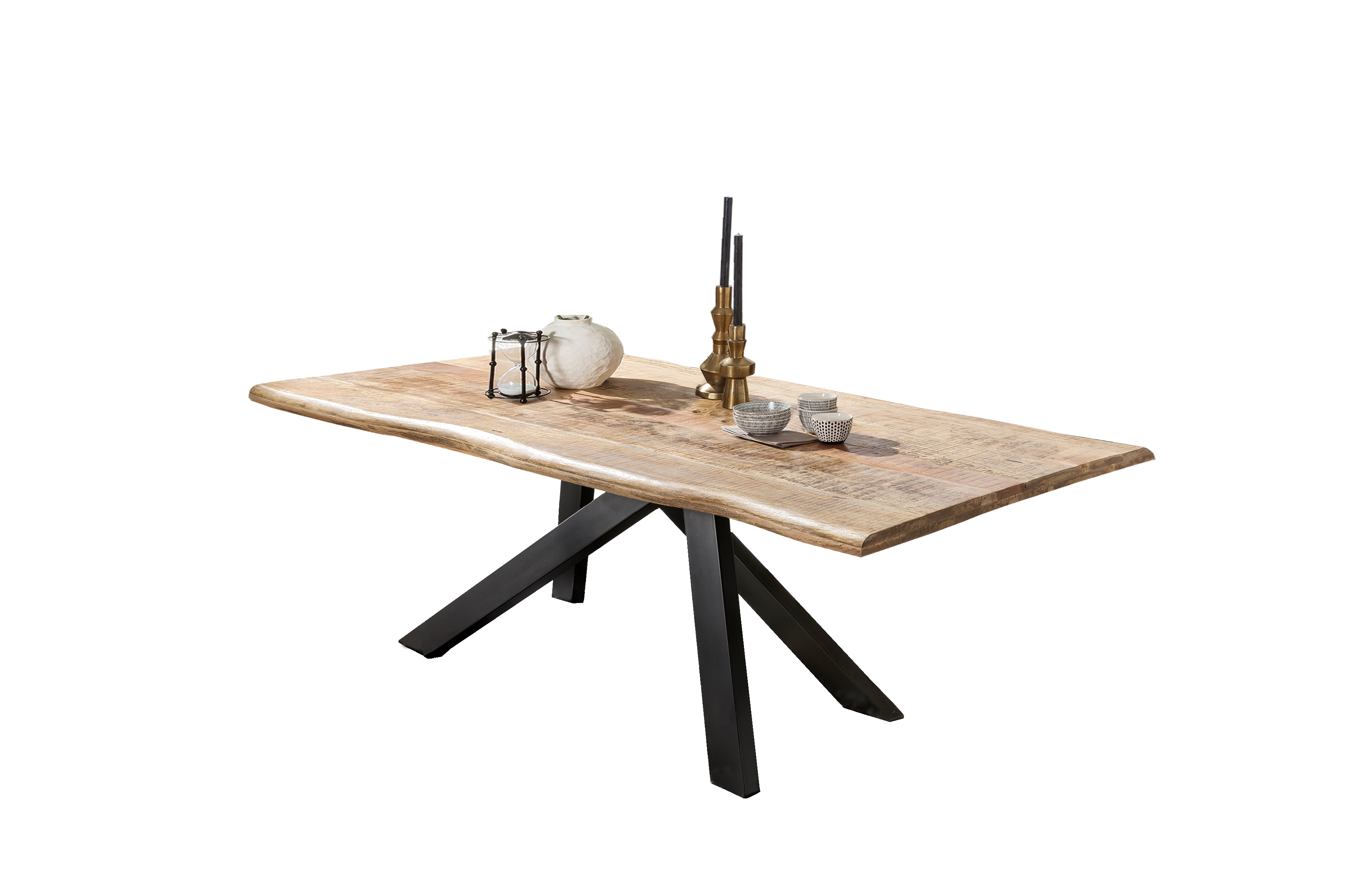 SIT Möbel TABLES & CO Tisch 180x90 cm Platte Mango massiv, Gestell antikschwarz
