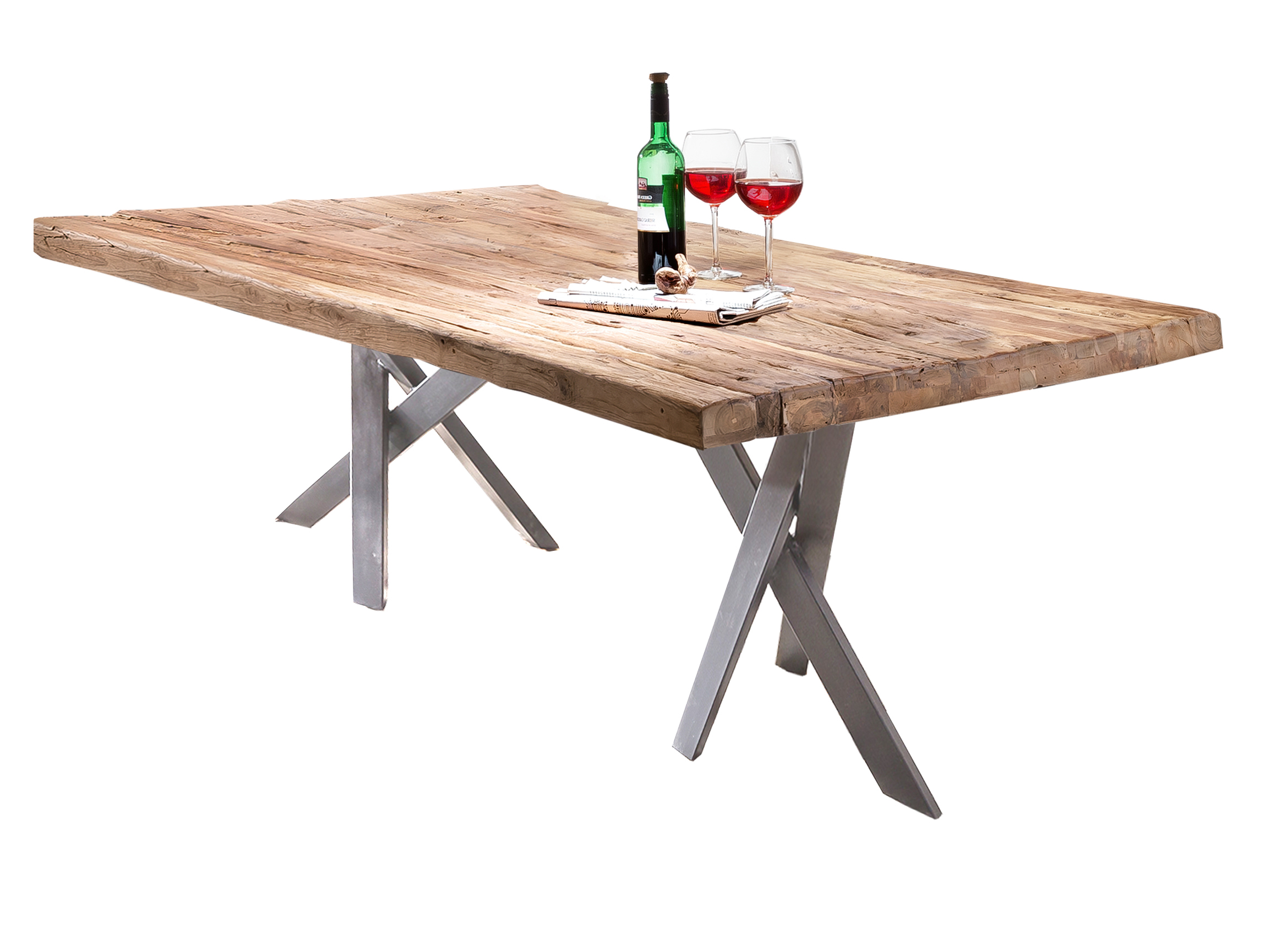 SIT Möbel TABLES & CO Tisch 180x100 cm Platte Teak, Gestell antiksilber