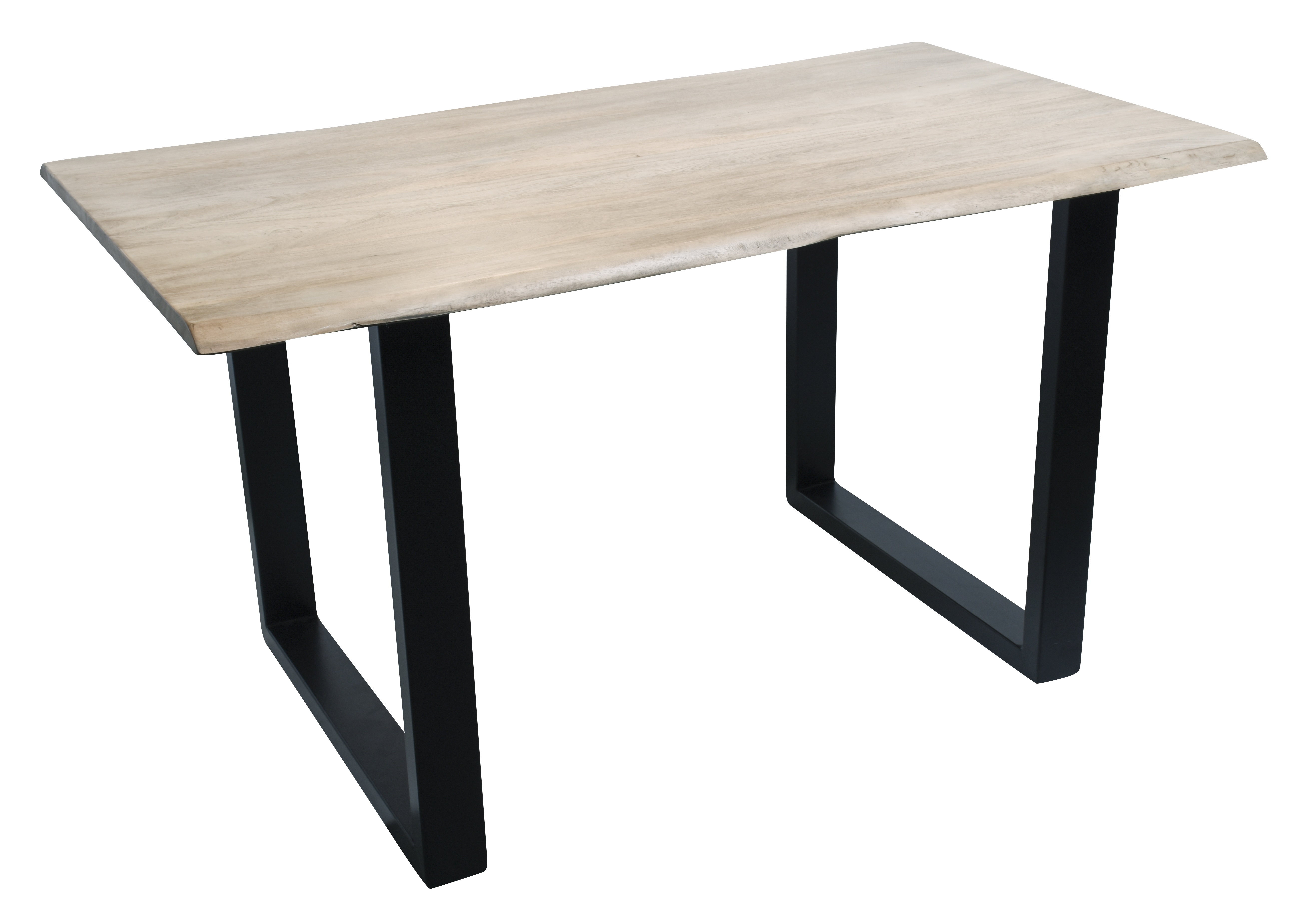 SIT Möbel TABLES & CO Tisch 160 x 85 cm, Platte hell gekälkt, Gestell schwarz mit Baumkante wie gewachsen