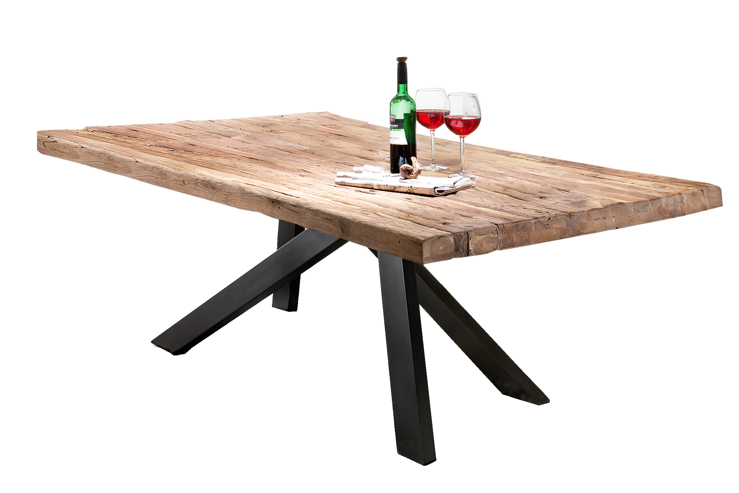 SIT Möbel TABLES & CO Tisch 180x100 cm Platte Teak natur, Gestell antikschwarz