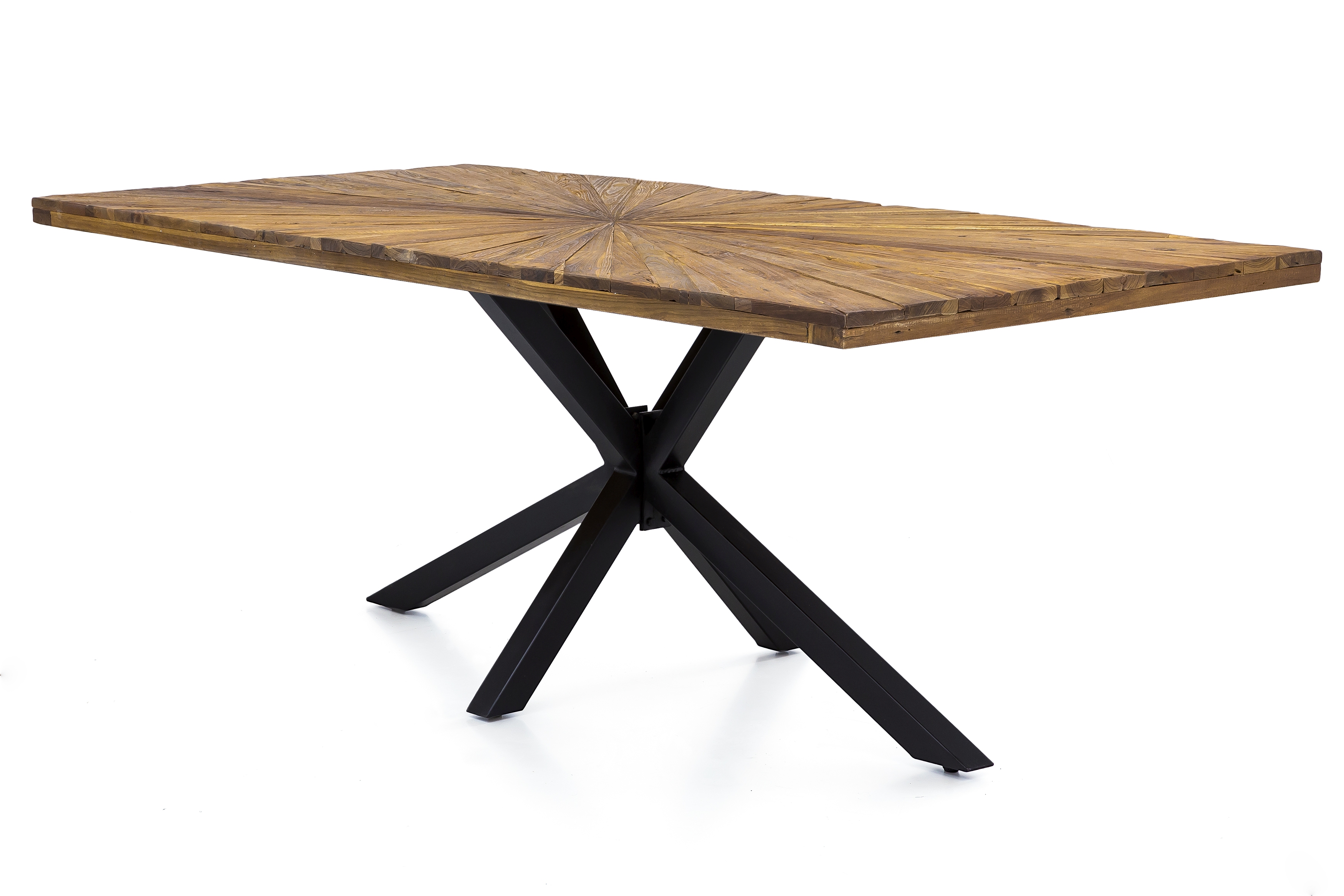 SIT Möbel TABLES & CO Tisch 180x100 cm Platte Teak "Sonne", schwarzes Stern-Gestell
