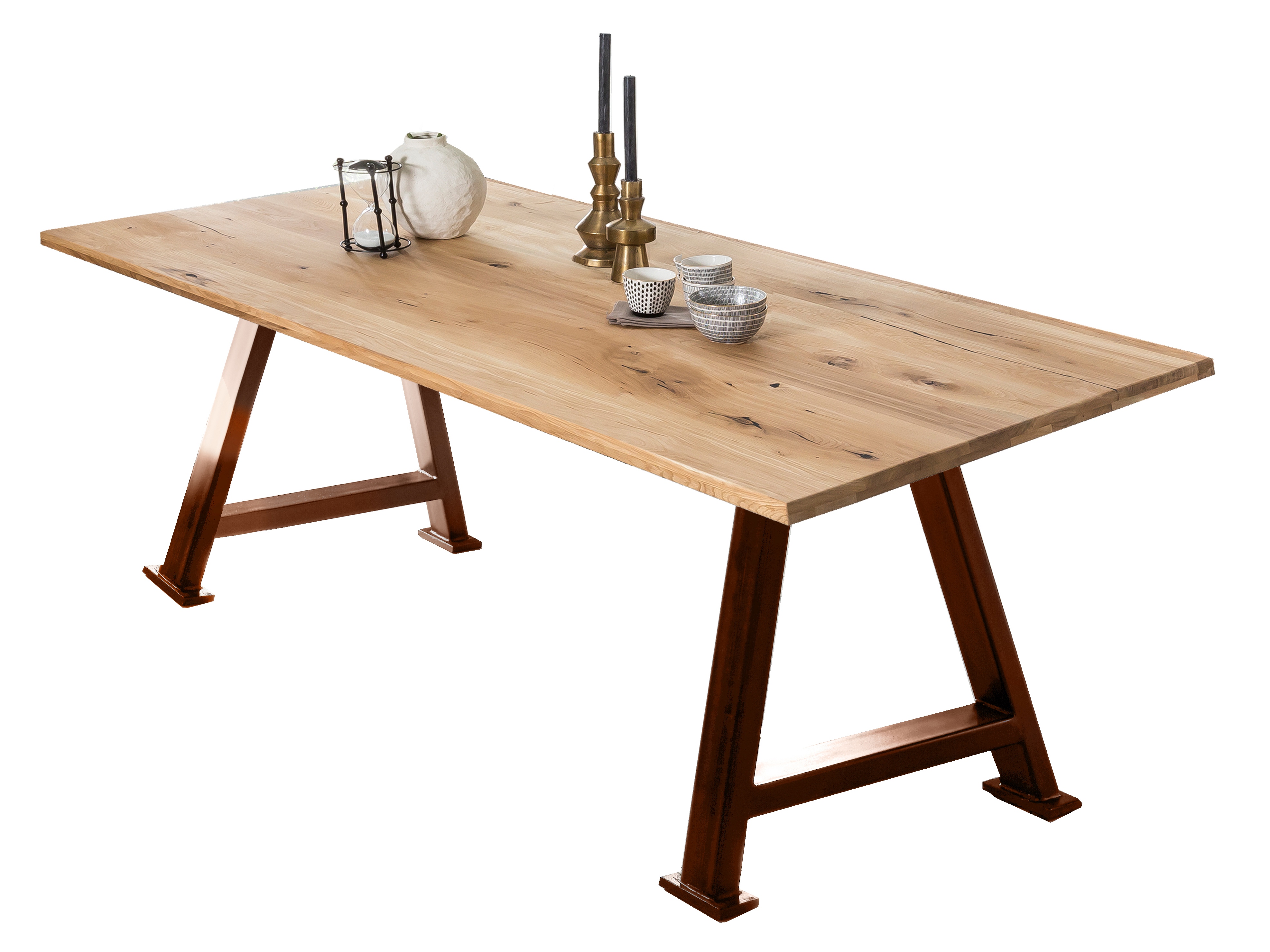 SIT Möbel TABLES & CO Tisch 180x100 cm Platte Wildeiche geölt, braunes A-Gestell