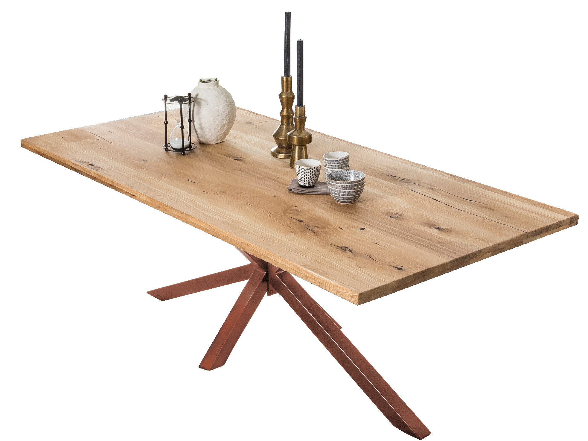 SIT Möbel TABLES & CO Tisch 180x100 cm Platte Wildeiche mit braunem Stern-Gestell