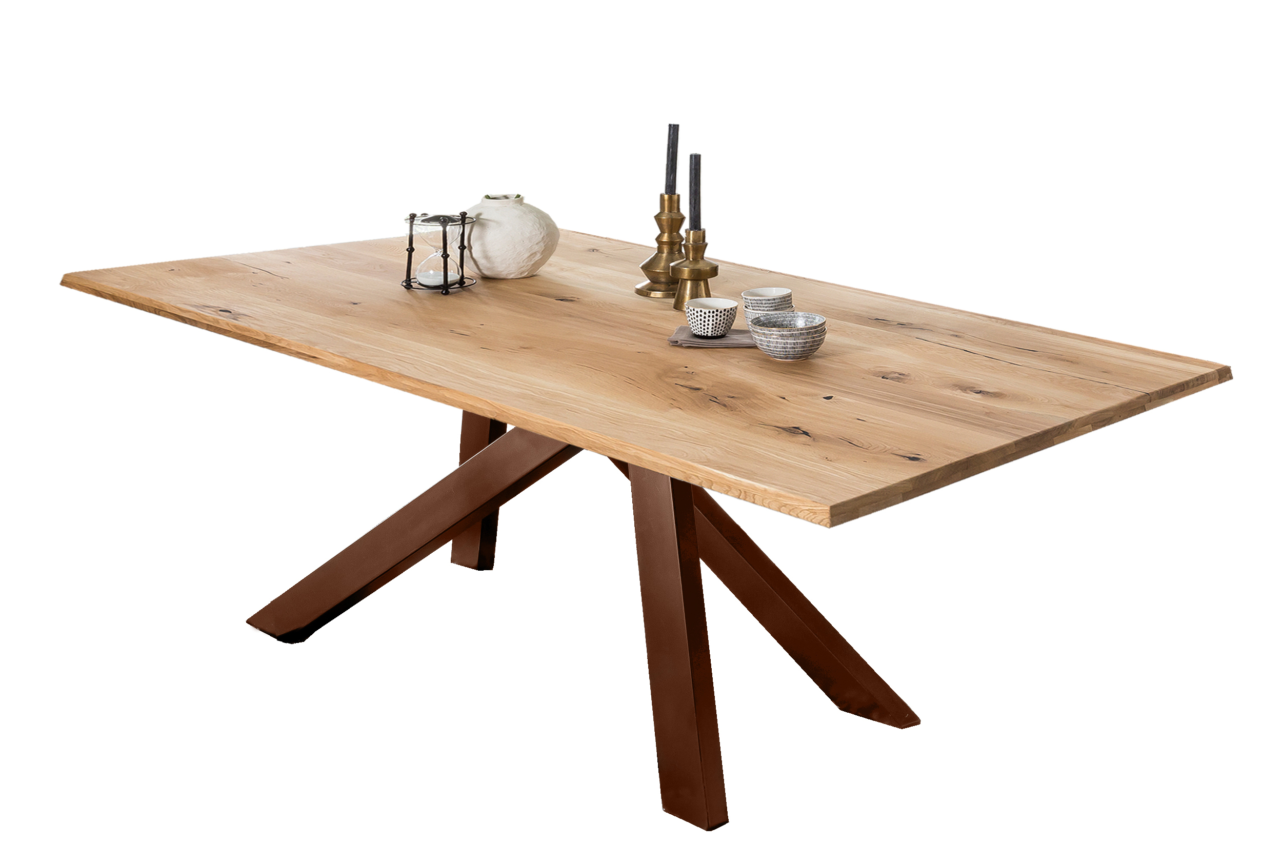 SIT Möbel TABLES & CO Tisch 180x100 cm Platte Wildeiche geölt, Gestell antikbraun