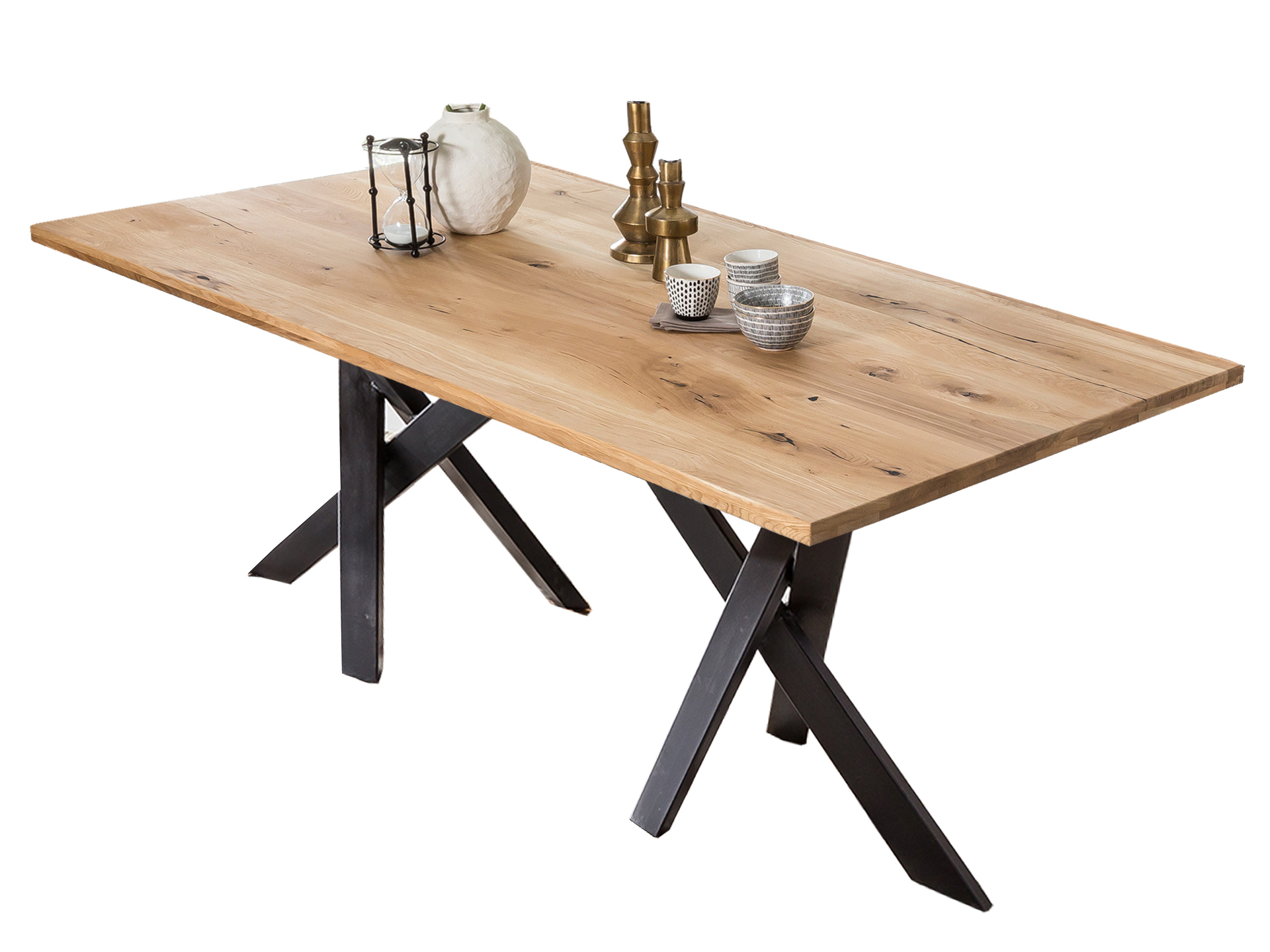 SIT Möbel TABLES & CO Tisch 180x100 cm Platte Wildeiche geölt, Gestell antikschwarz
