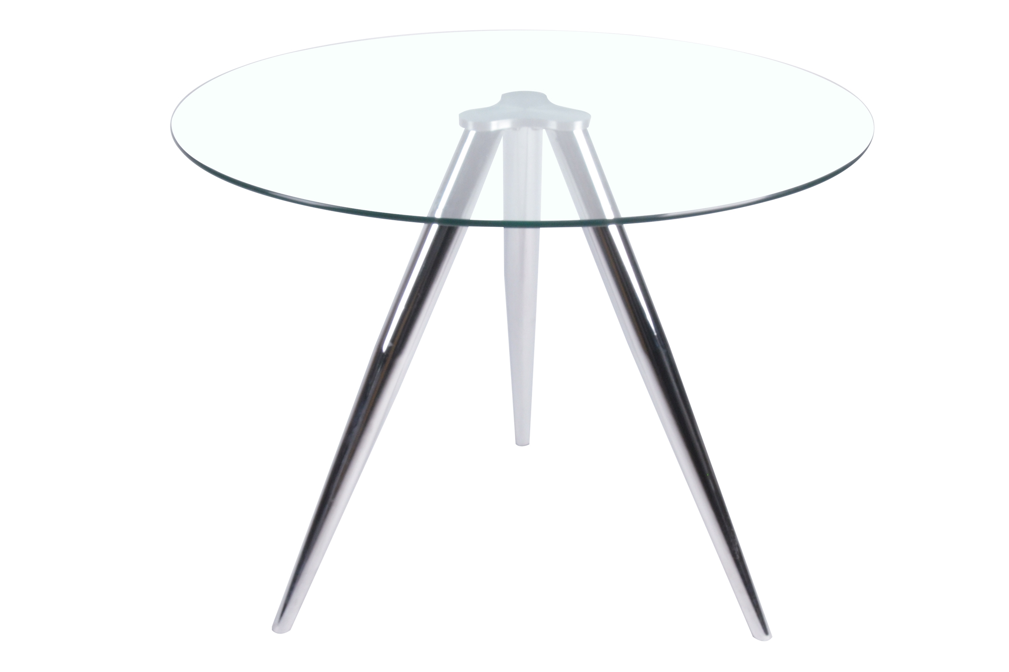 SalesFever Esstisch rund mit Glasplatte und Chromgestell Ø100 cm