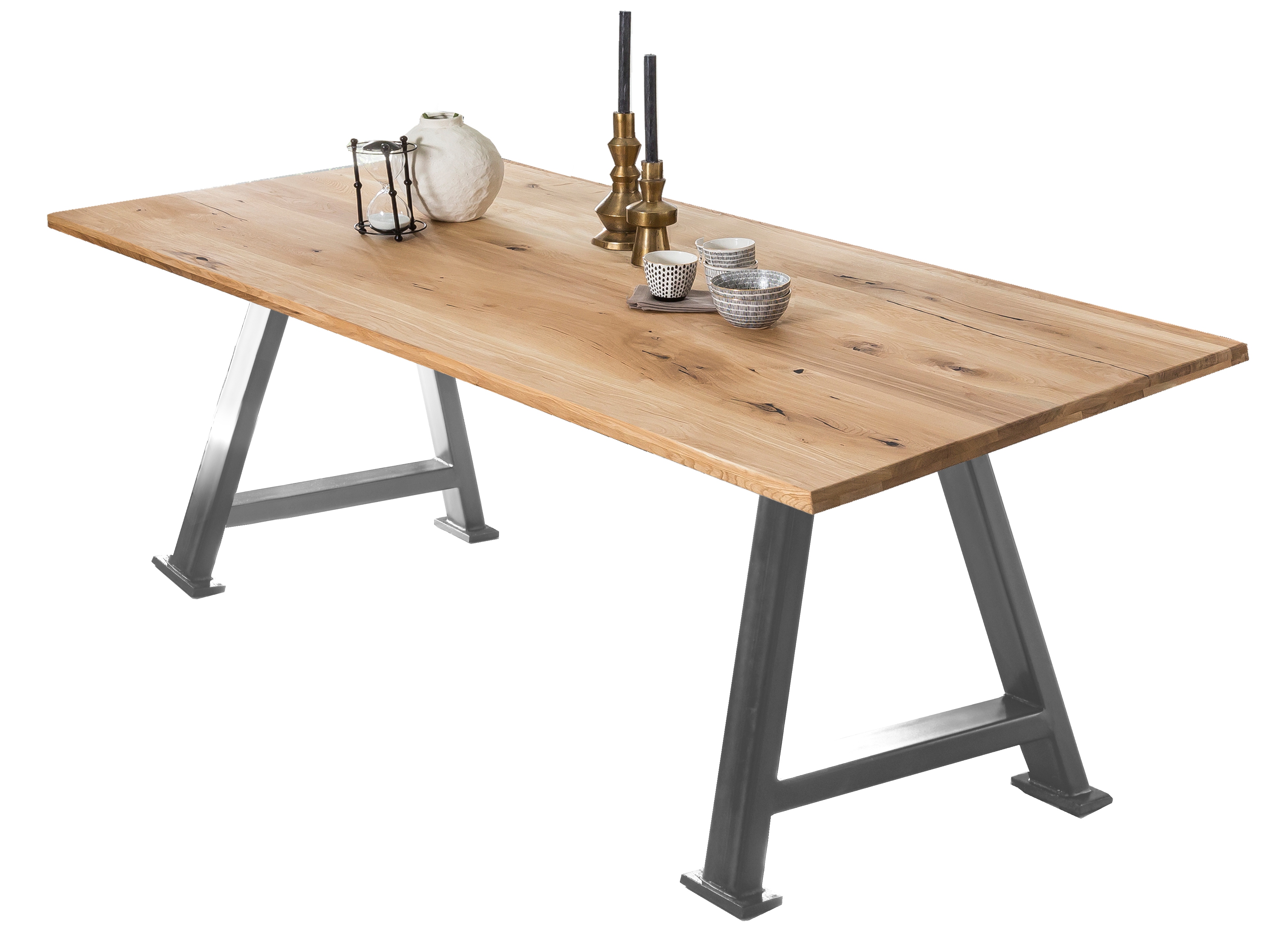 SIT Möbel TABLES & CO Tisch 180x100 cm Platte Wildeiche geölt, silbernes A-Gestell
