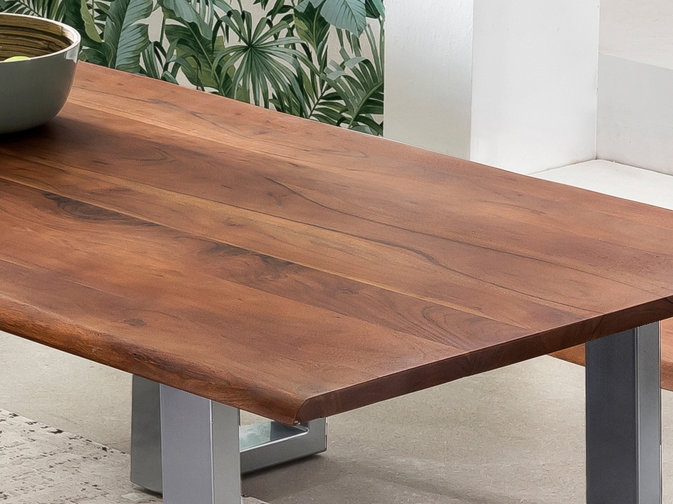SIT Möbel TABLES & CO Tisch 120 x 80 cm, Platte 26 mm, nußbaumfarbig, mit Baumkante wie gewachsen