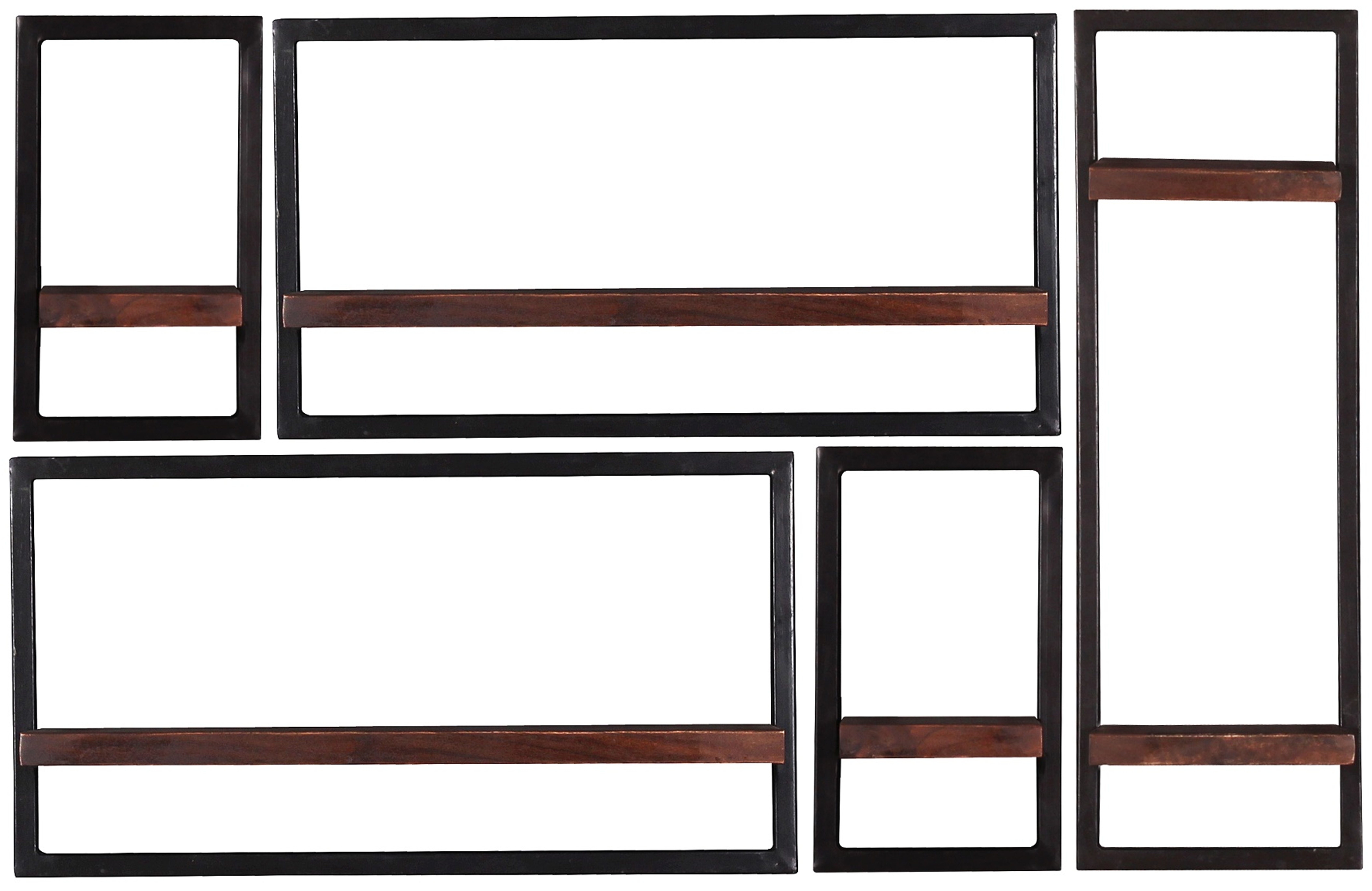 SIT Möbel ALMIRAH Wandregal-Set, 5-teilig 2 schmale, 2 breite und 1 hohes Wandregal