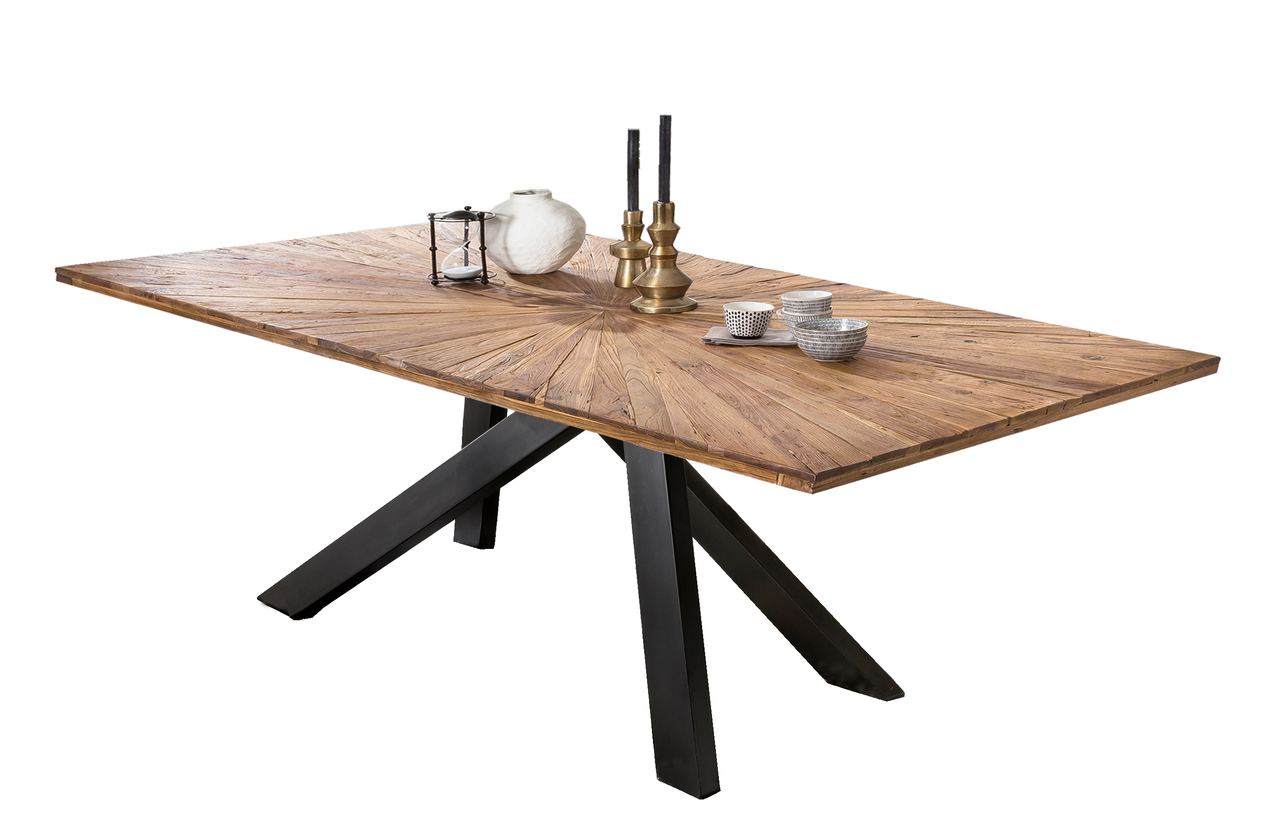 SIT Möbel TABLES & CO Tisch 180x100 cm Platte recyceltes Teak, Gestell antikschwarz