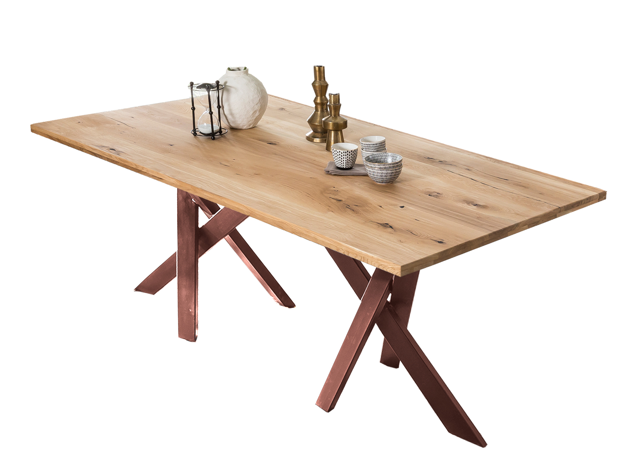 SIT Möbel TABLES & CO Tisch 180x100 cm Platte Wildeiche geölt, Gestell antikbraun