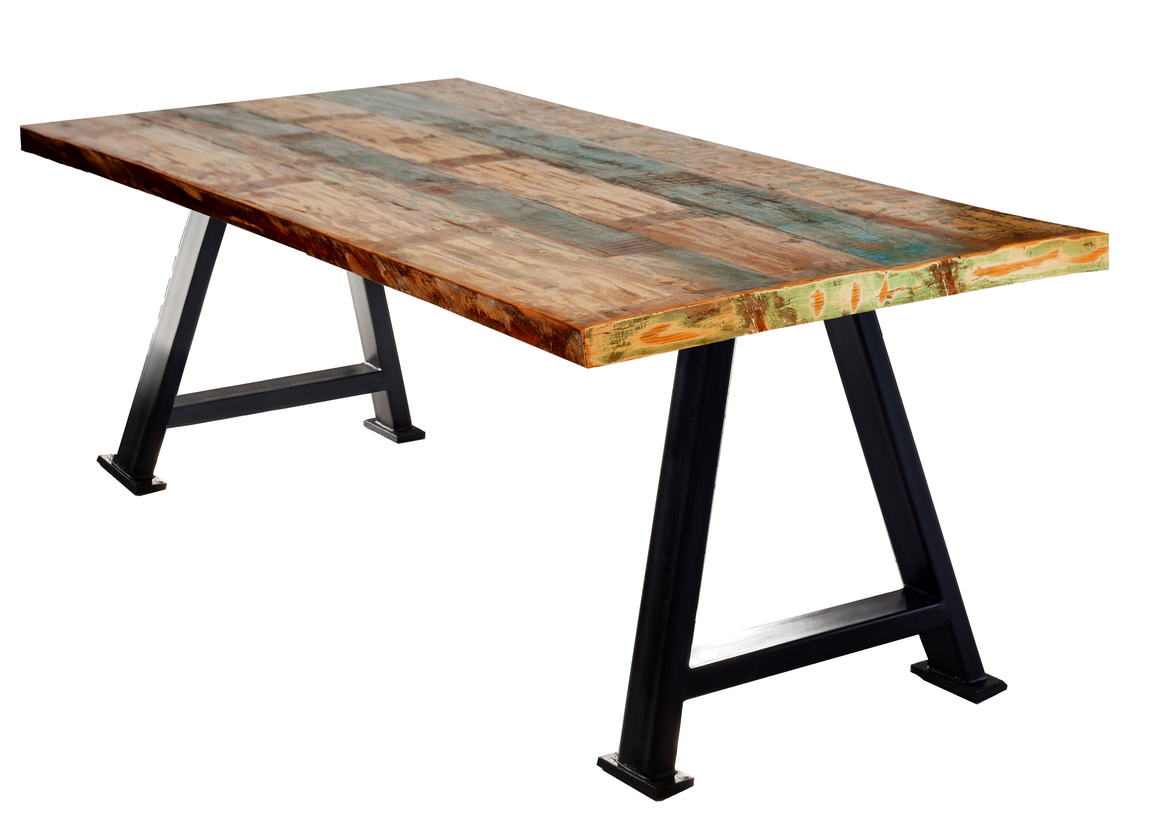SIT Möbel TABLES & CO Tisch 160x85 cm Platte buntes Altholz, schwarzes A-Gestell