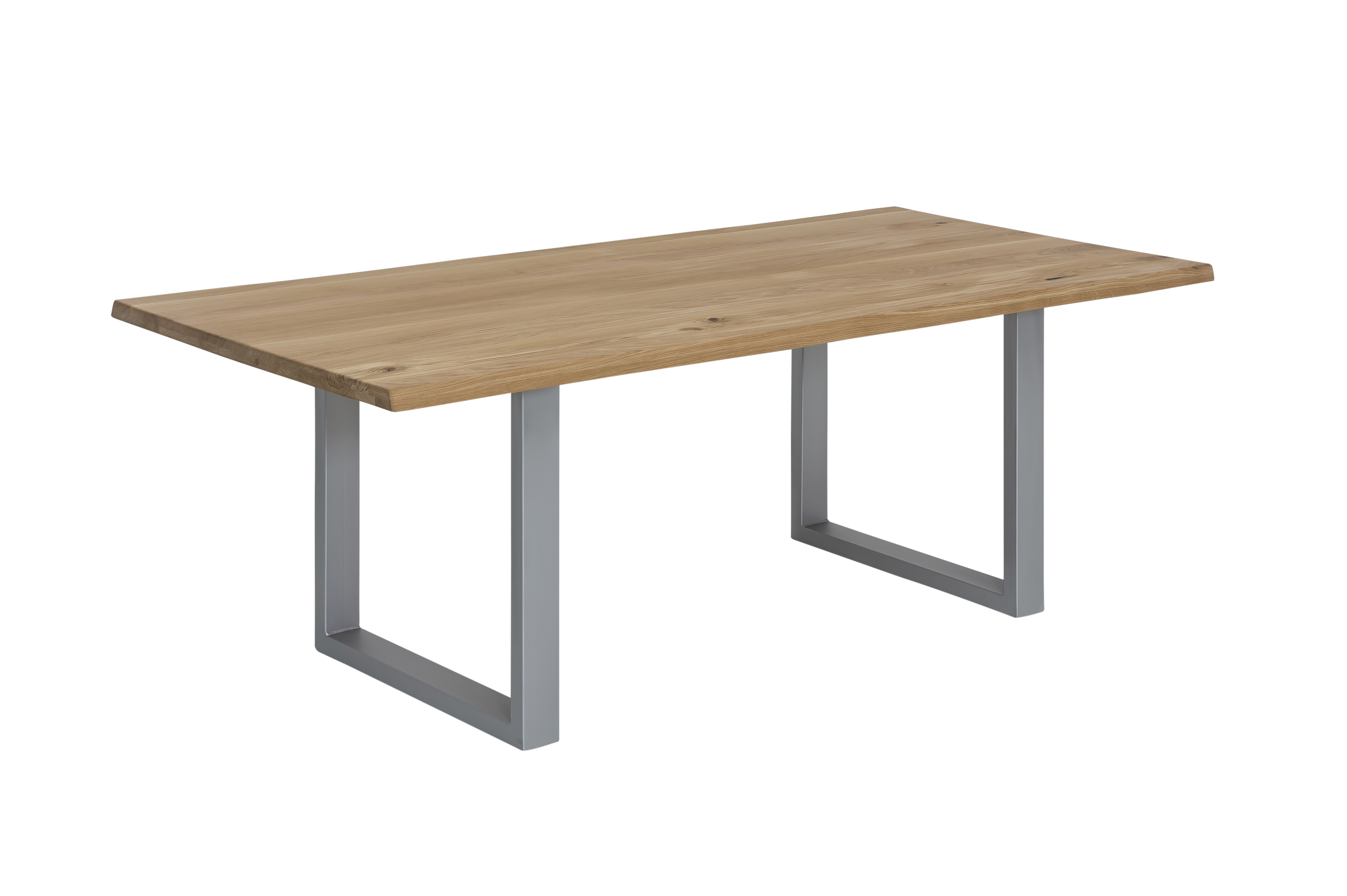 SIT Möbel TABLES & CO Tisch 160x90 cm, Wildeiche, silbernes Gestell mit Baumkante wie gewachsen