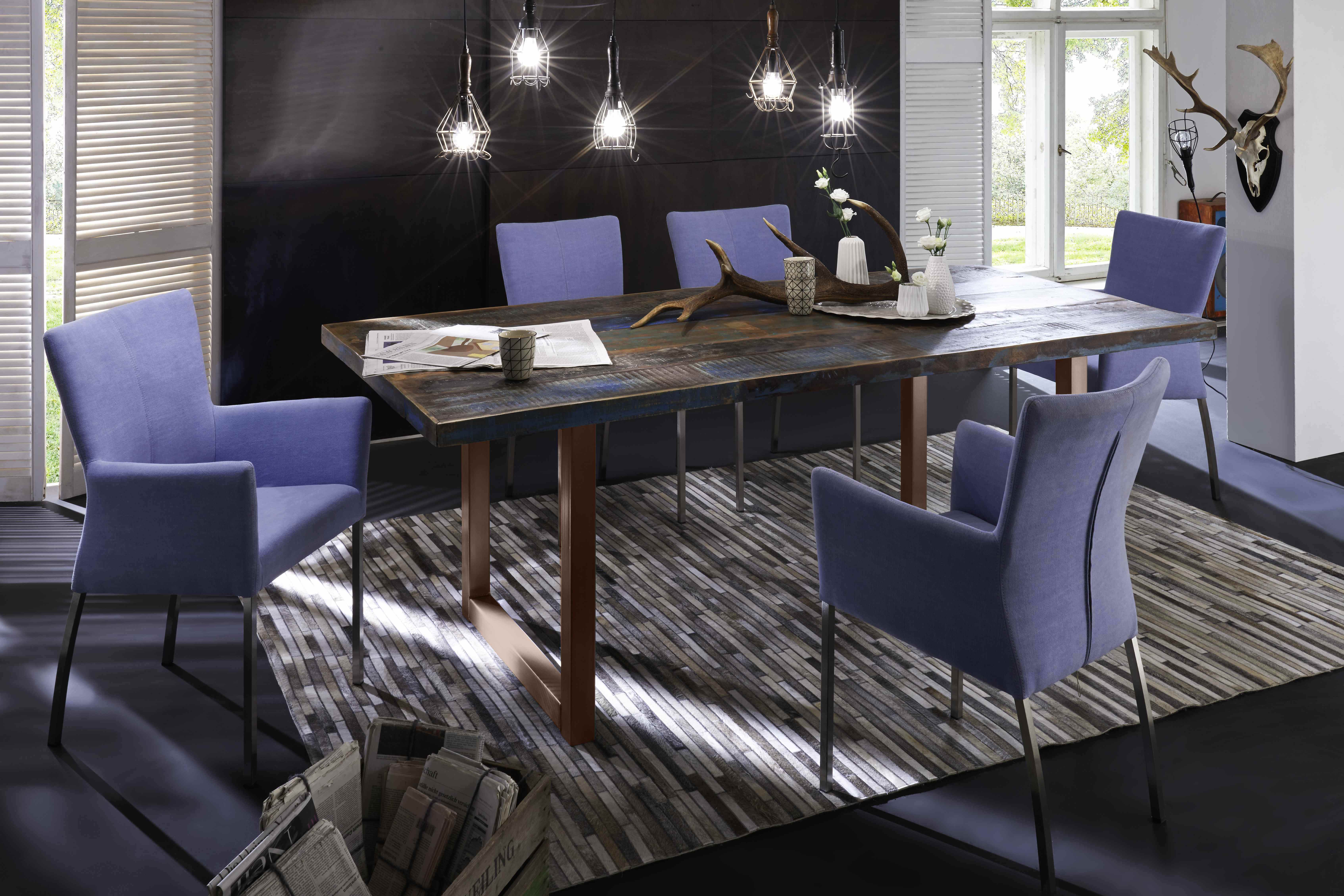 SIT Möbel TABLES & CO Tisch 160x85 cm, buntes Altholz mit braunem Kufengestell