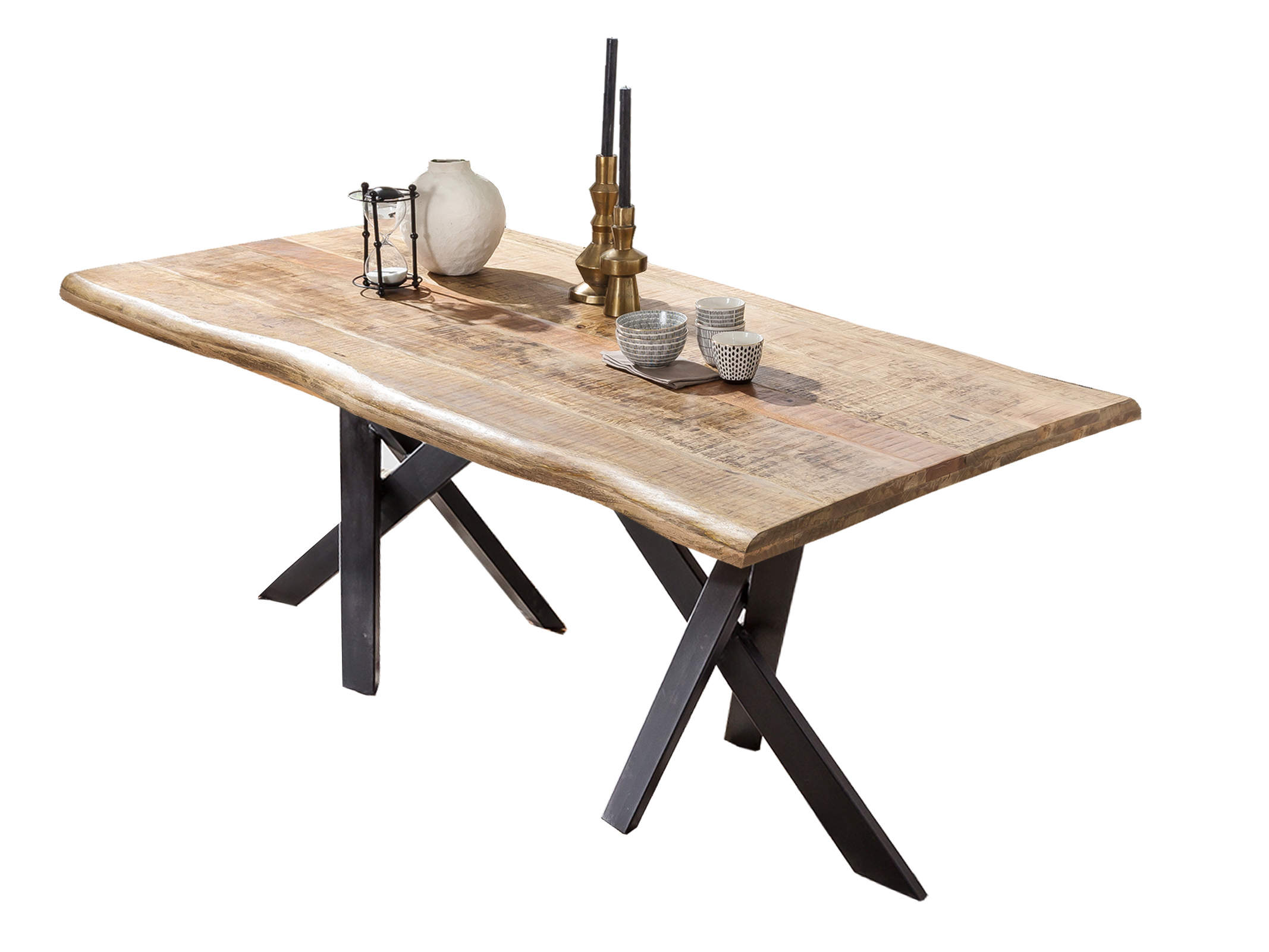 SIT Möbel TABLES & CO Tisch 180x90 cm Platte Mango massiv, Gestell antikschwarz