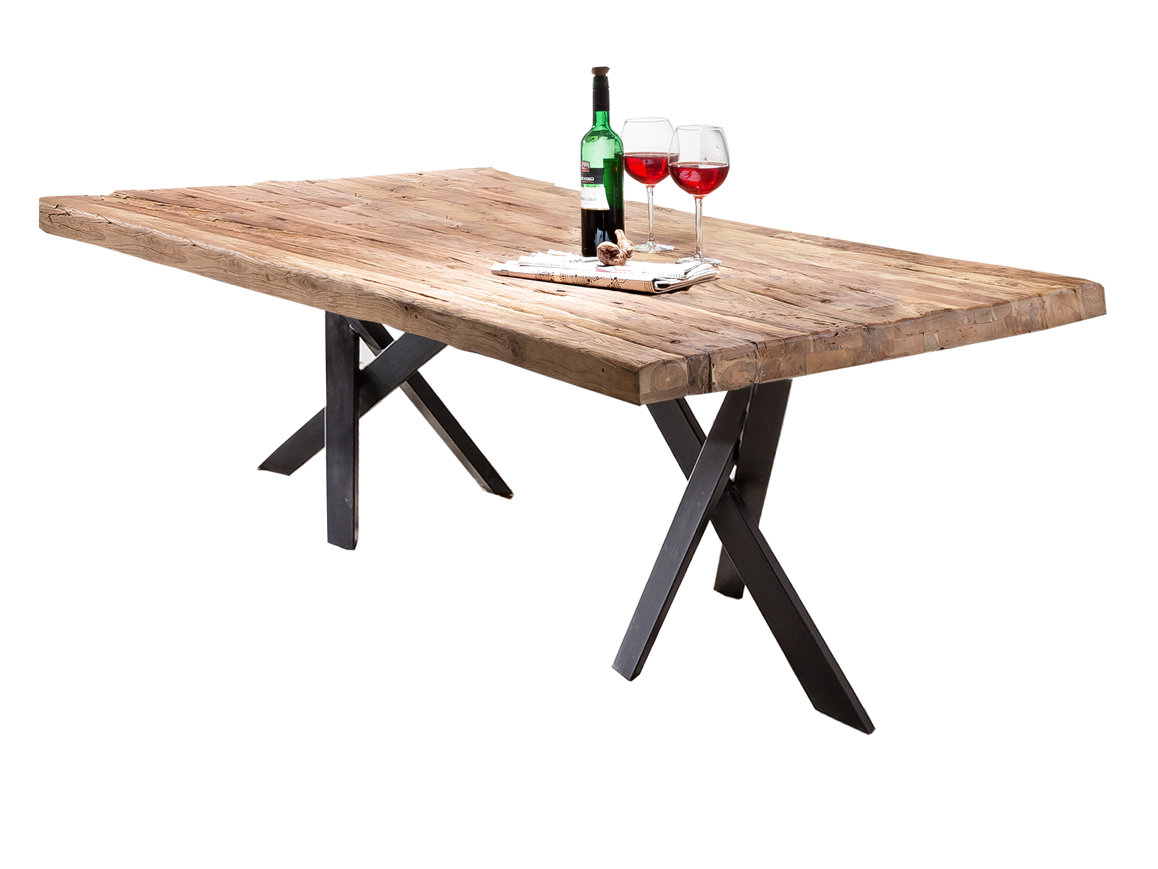 SIT Möbel TABLES & CO Tisch 180x100 cm Platte Teak, Gestell antikschwarz