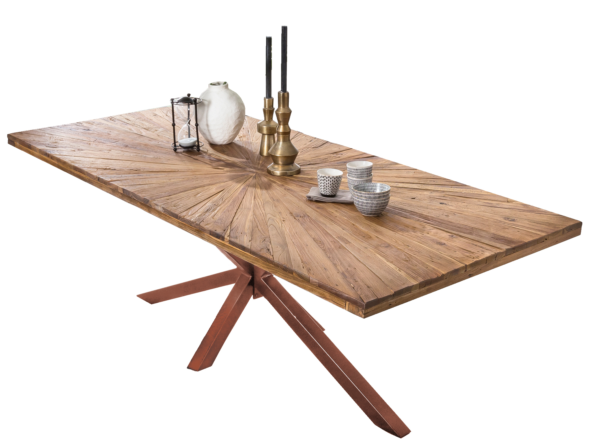 SIT Möbel TABLES & CO Tisch 180x100 cm Platte Teak "Sonne", braunes Stern-Gestell