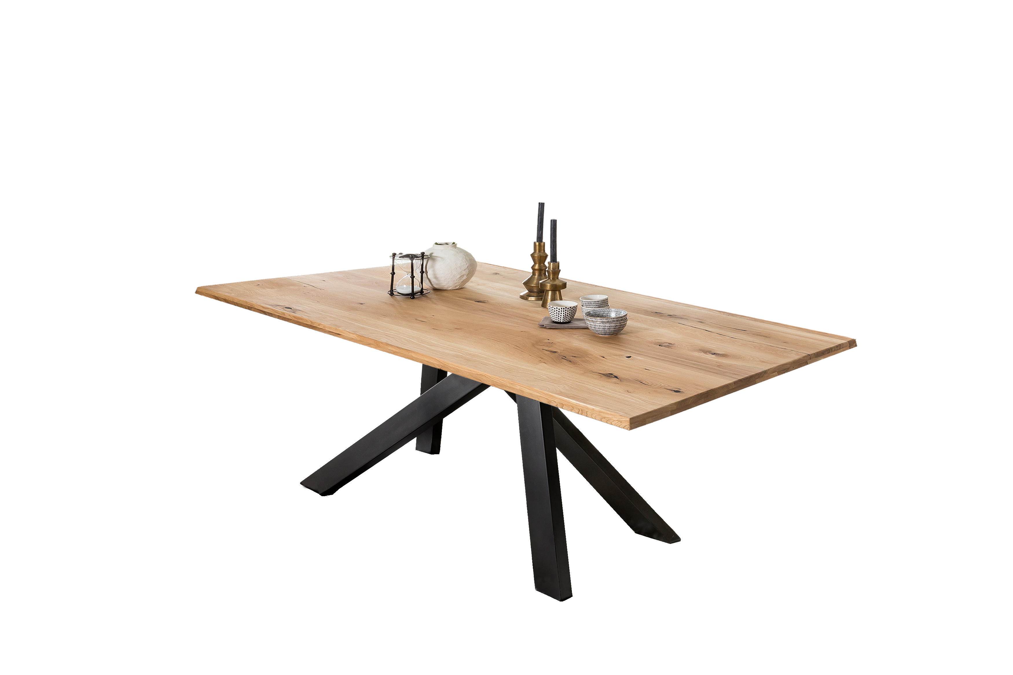 SIT Möbel TABLES & CO Tisch 180x100 cm Platte Wildeiche geölt, Gestell antikschwarz