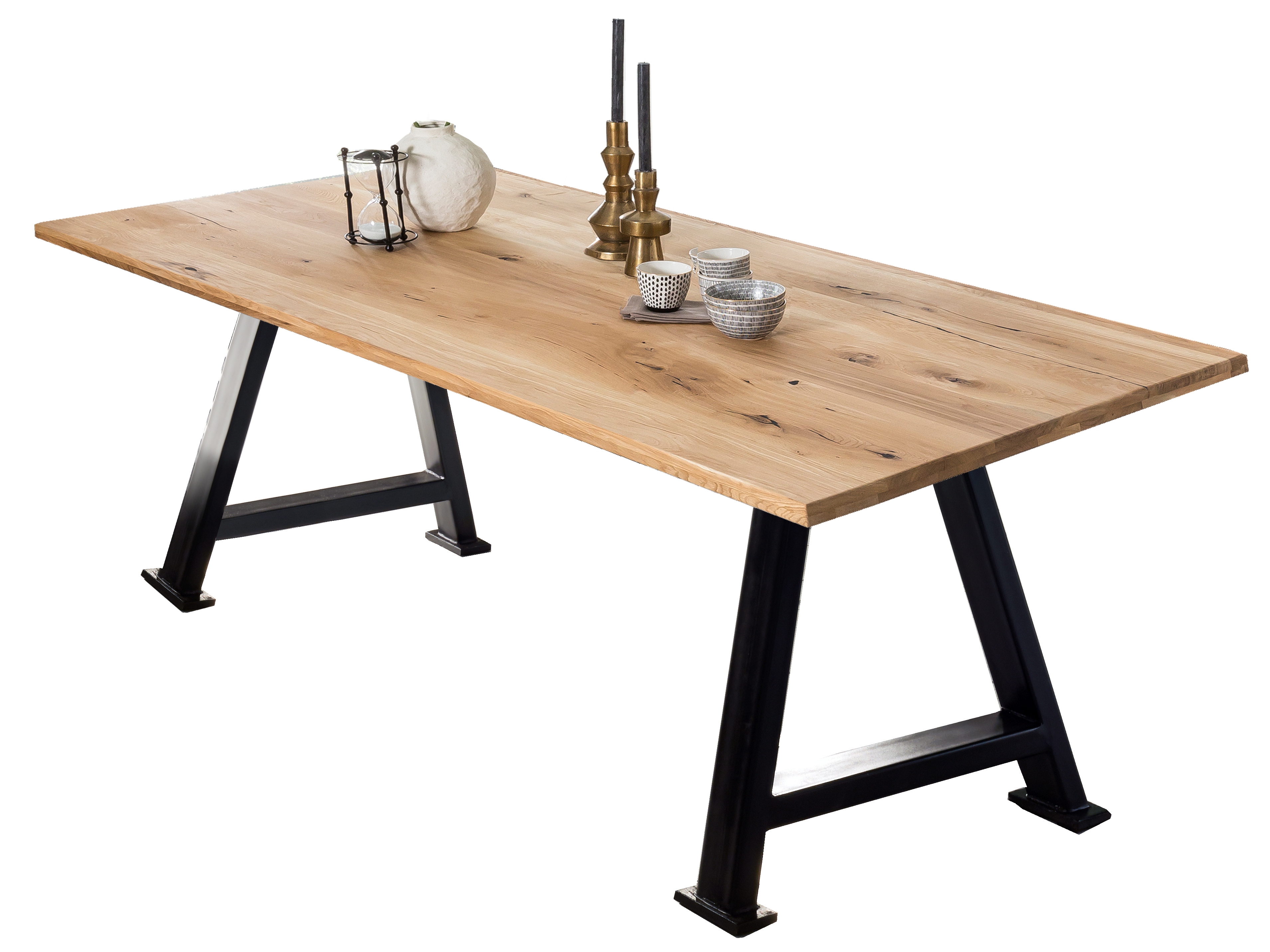 SIT Möbel TABLES & CO Tisch 180x100 cm Platte Wildeiche geölt, schwarzes A-Gestell